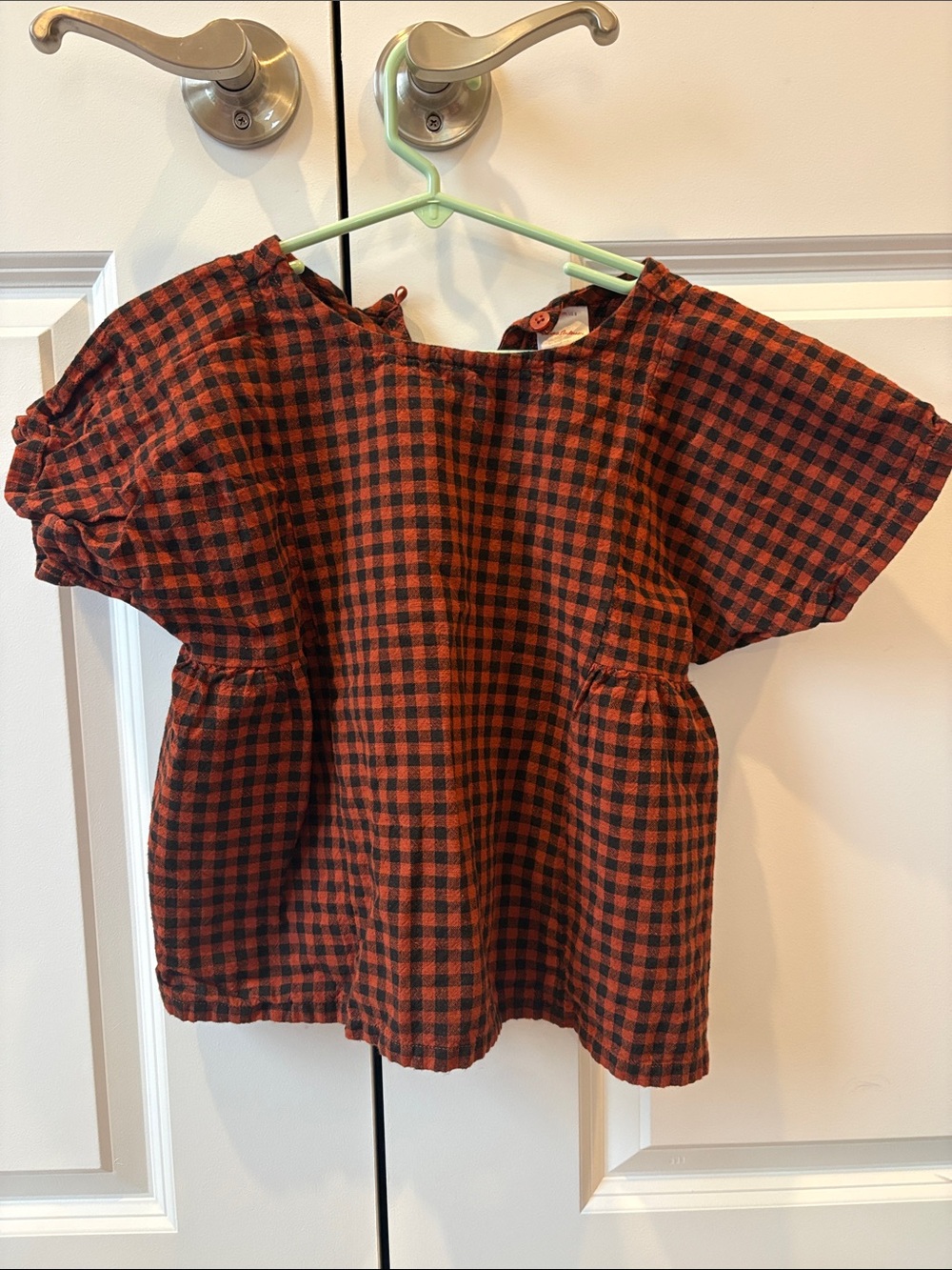 Hanna Andersson Brown & Black Plaid Peplum Blouse